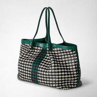 Sac Secret en cuir Mosaico - Black & Off White & Emerald
