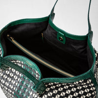 Sac Secret en cuir Mosaico - Black & Off White & Emerald