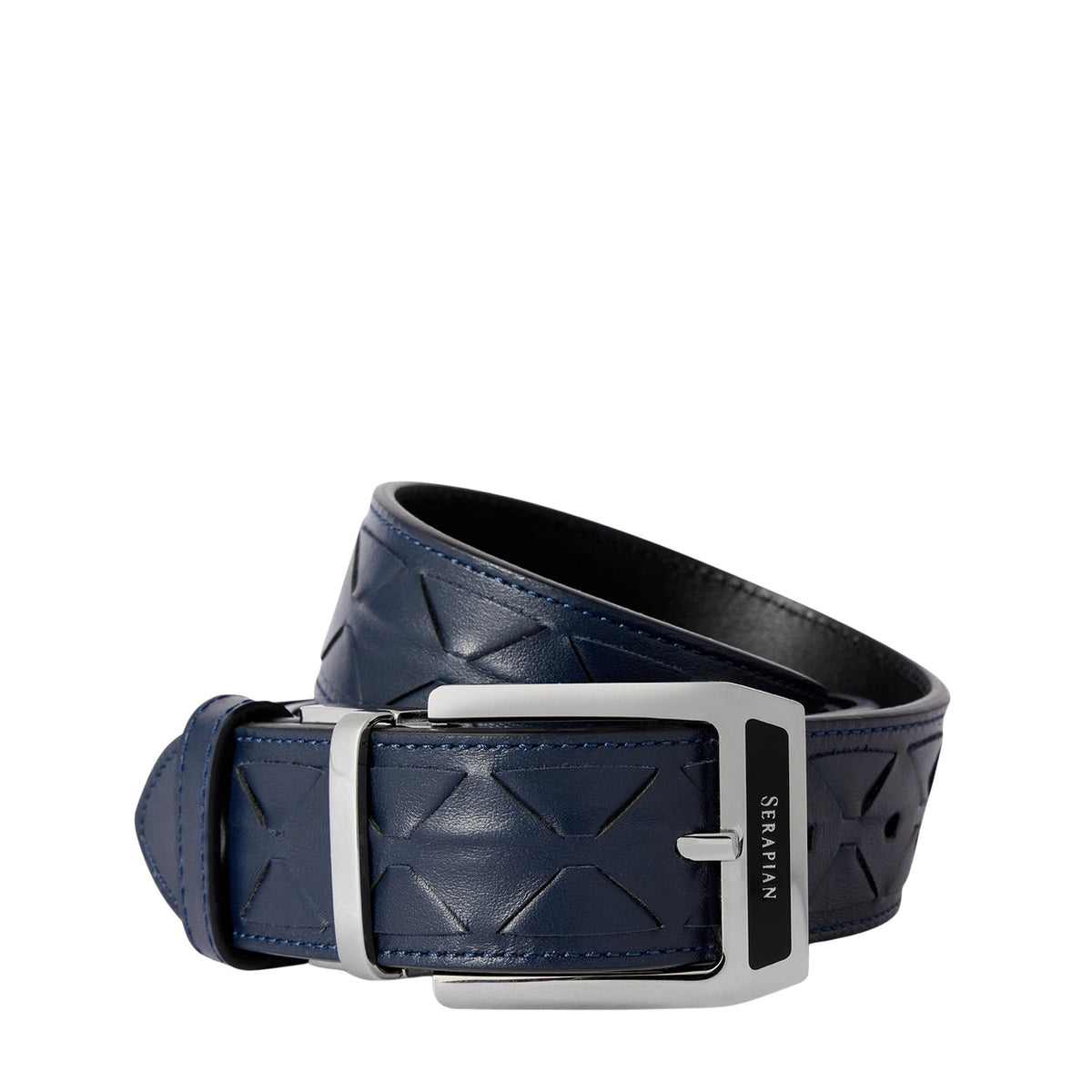Leather belt - Navy Blue