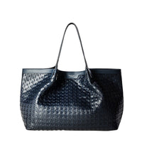 Secret leather tote bag - Navy Blue