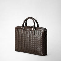 Mosaico leather computer bag - Coffee