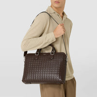 Mosaico leather computer bag - Coffee