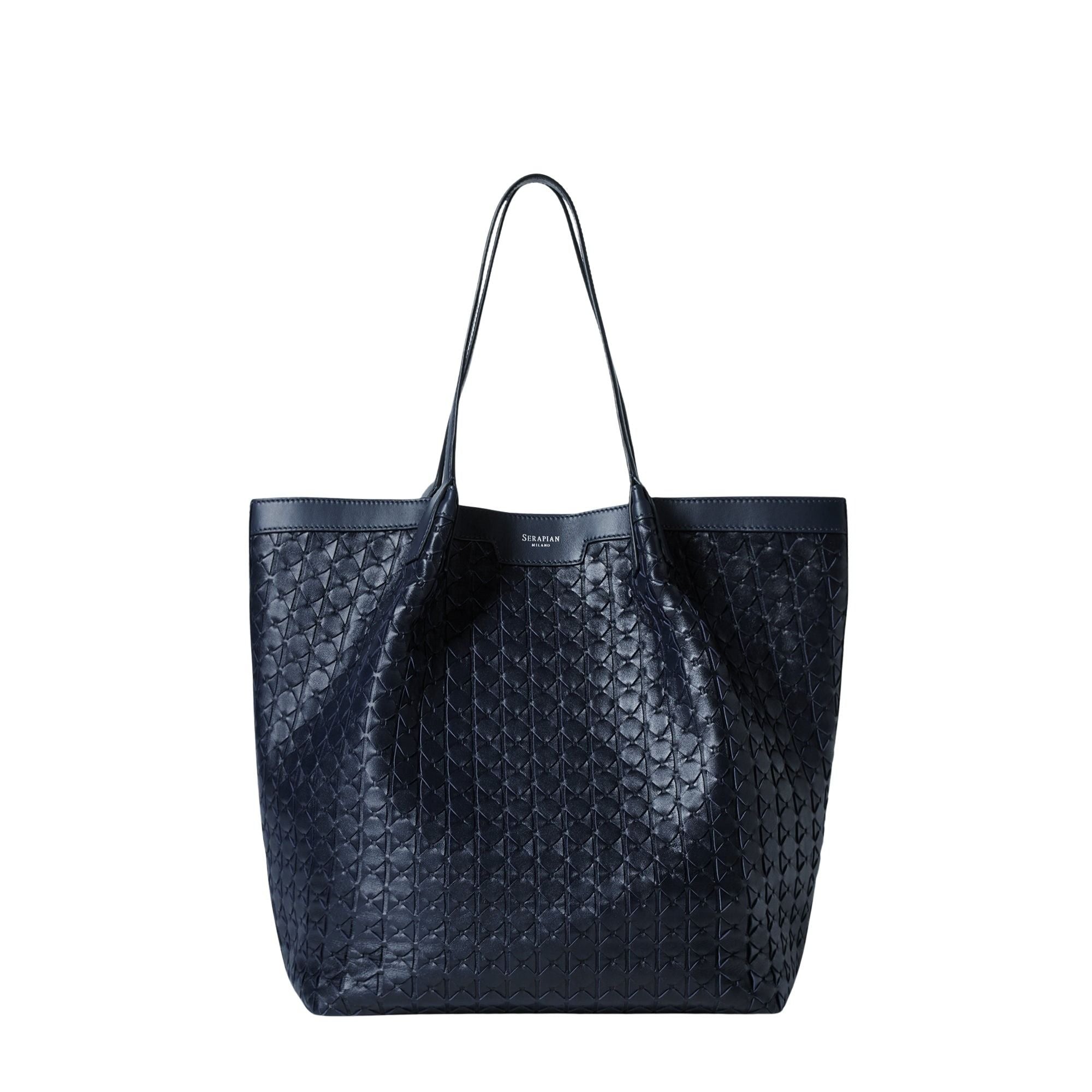 Secret bag in Mosaico leather - Navy Blue