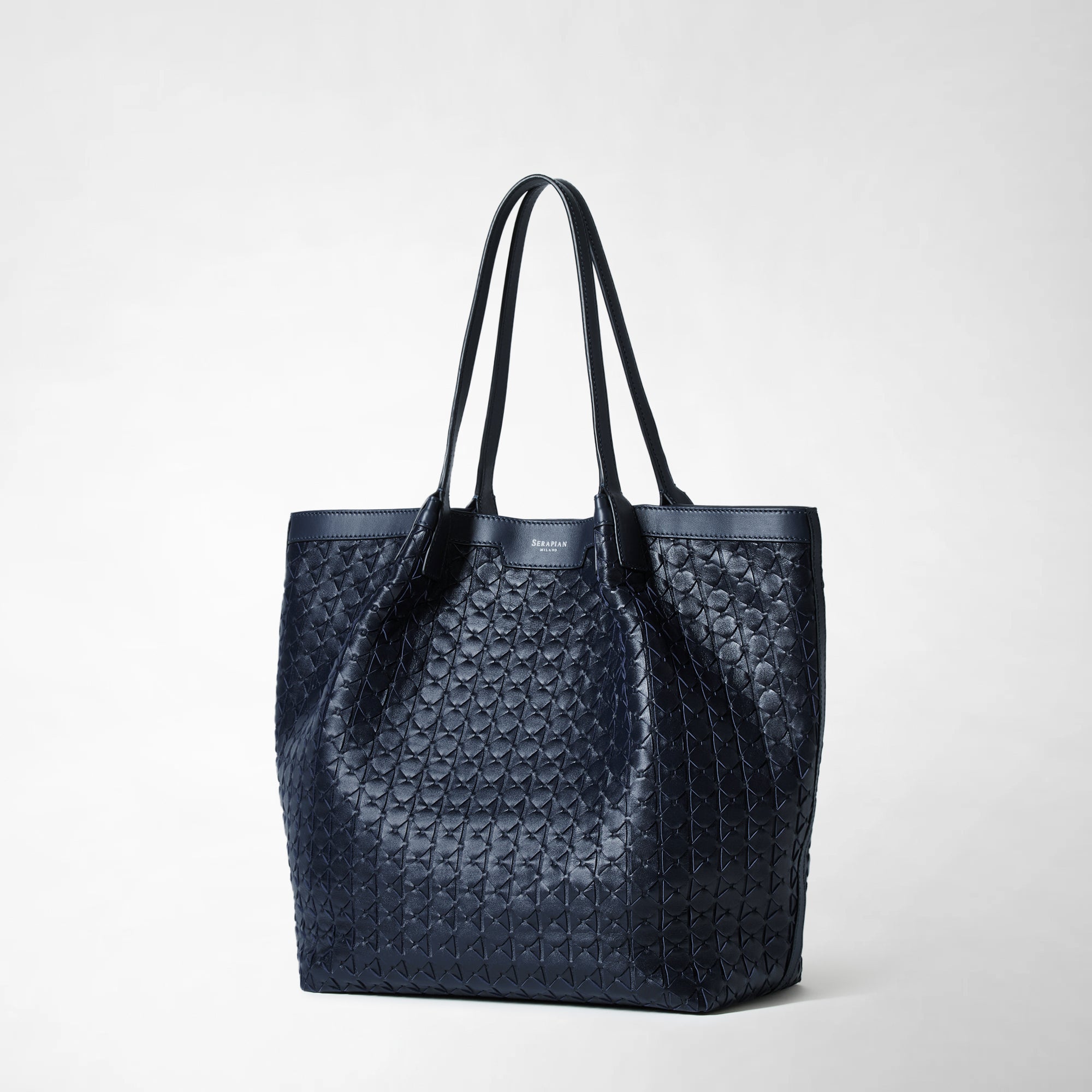 Secret bag in Mosaico leather - Navy Blue