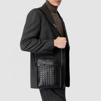 Sac à bandoulière Flat North South en cuir - Black