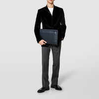 Porte-documents compact en cuir - Navy Blue