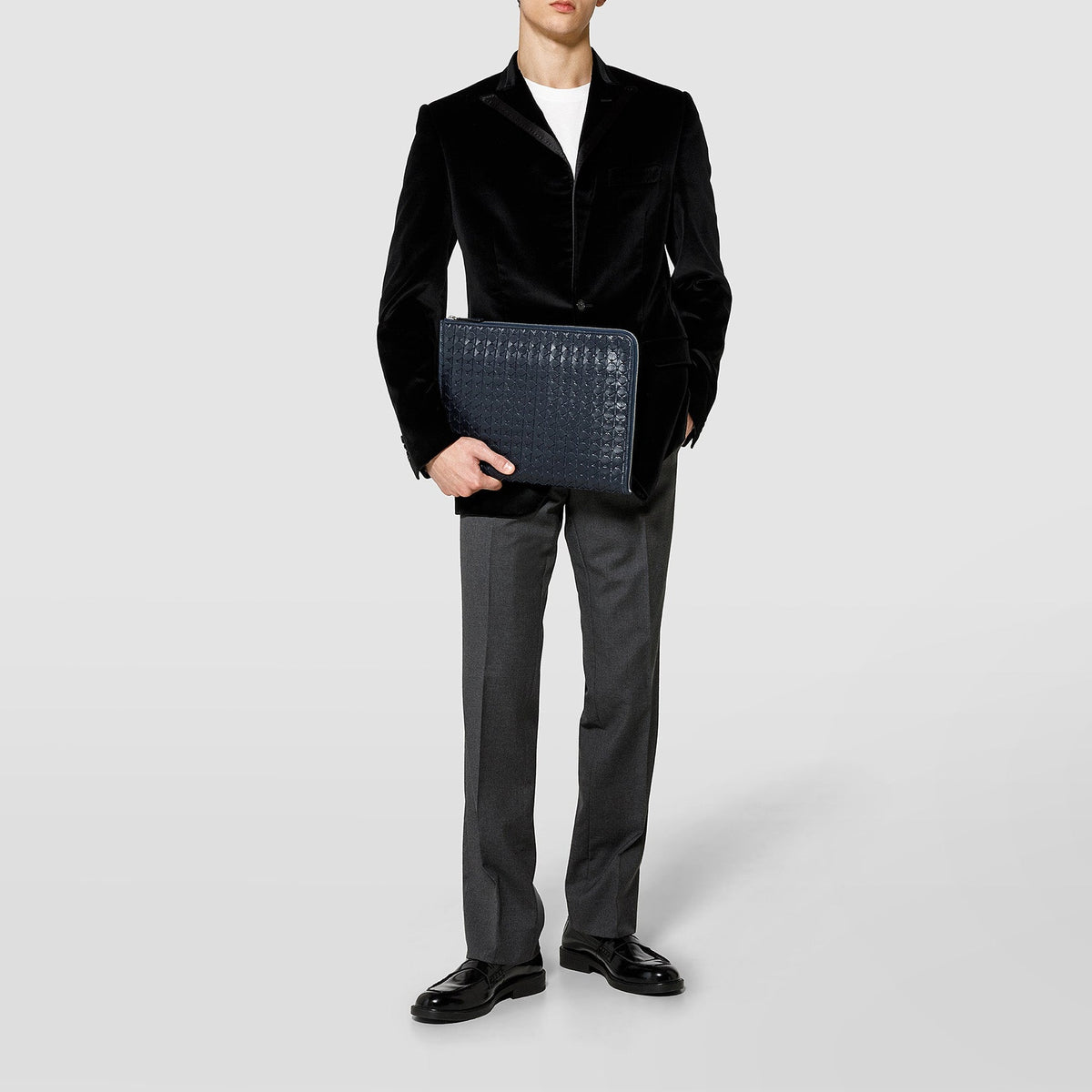 Porte-documents compact en cuir - Navy Blue