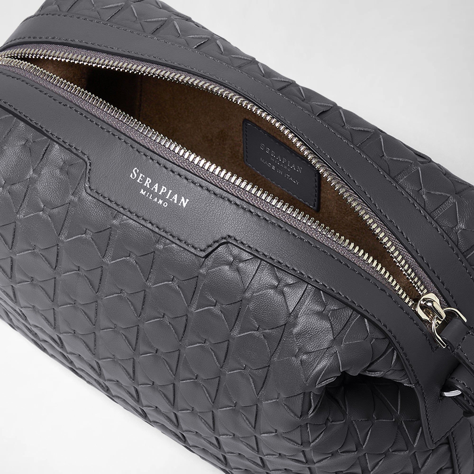 Mosaico leather 2-in-1 clutch bag - Shadow