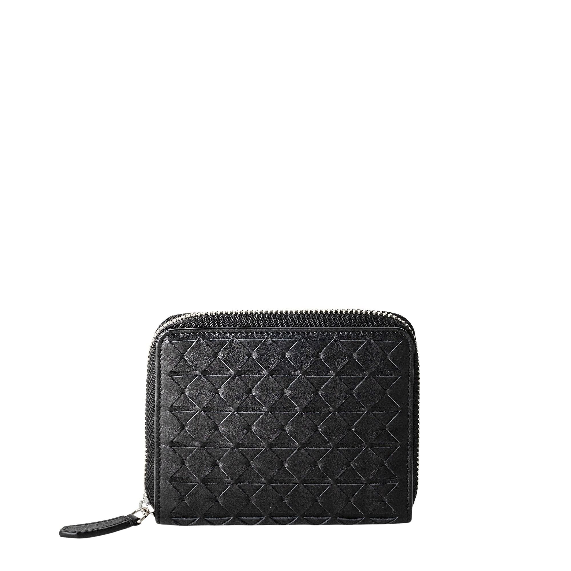Mini portefeuille zippé en cuir Mosaico - Black