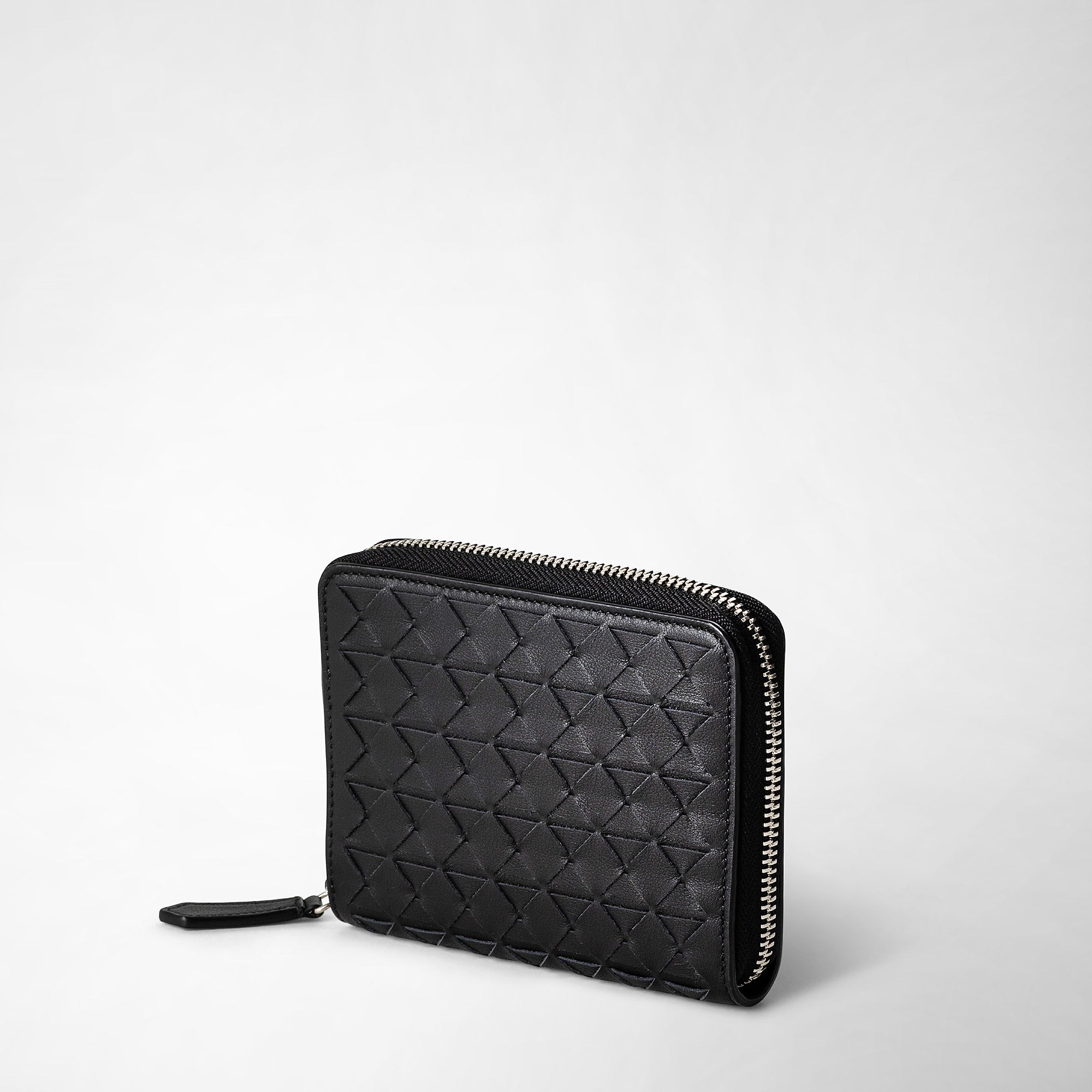Mini portefeuille zippé en cuir Mosaico - Black