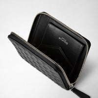 Mini portefeuille zippé en cuir Mosaico - Black