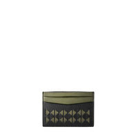 Mosaico 4-slot leather card holder - Black & Green