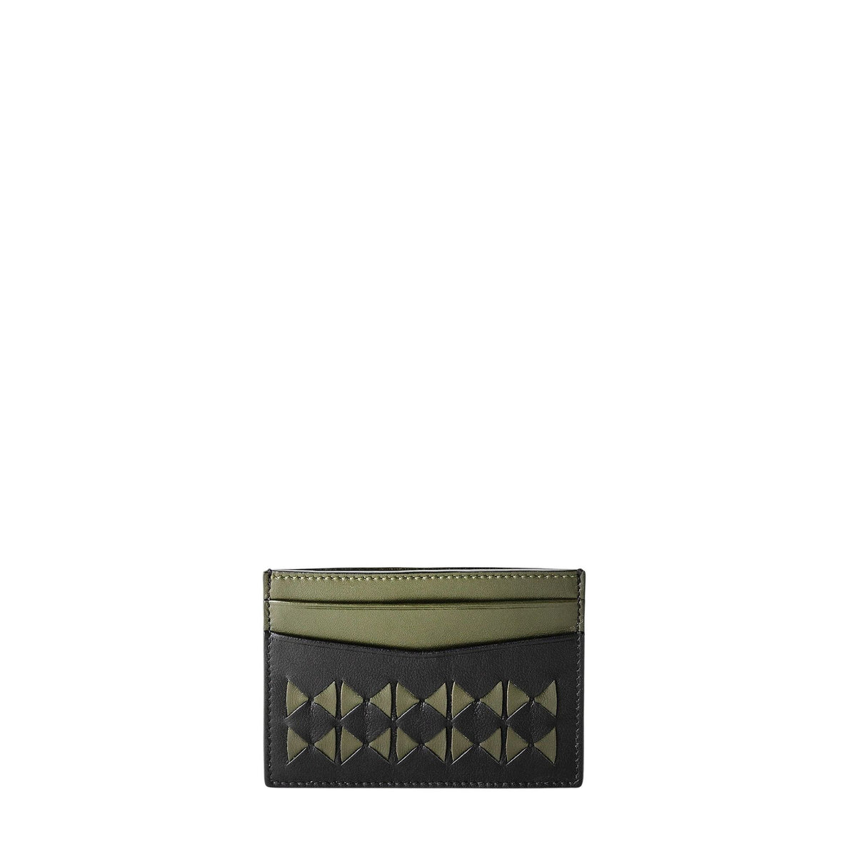 Mosaico 4-slot leather card holder - Black & Green