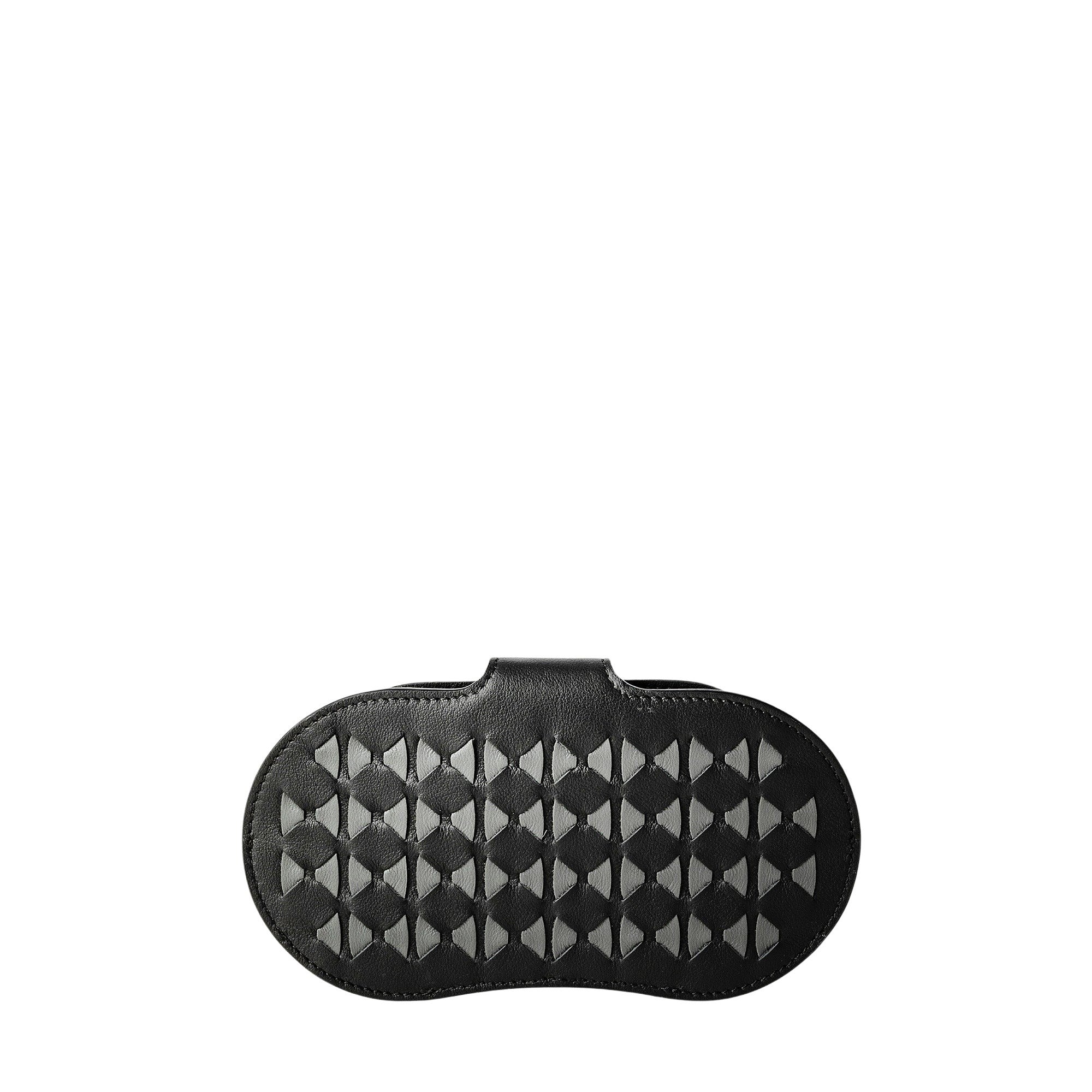 Étui à lunettes en cuir tressé Mosaico - Black & Asphalt