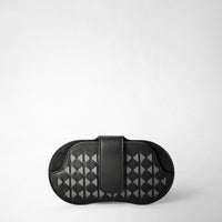 Étui à lunettes en cuir tressé Mosaico - Black & Asphalt