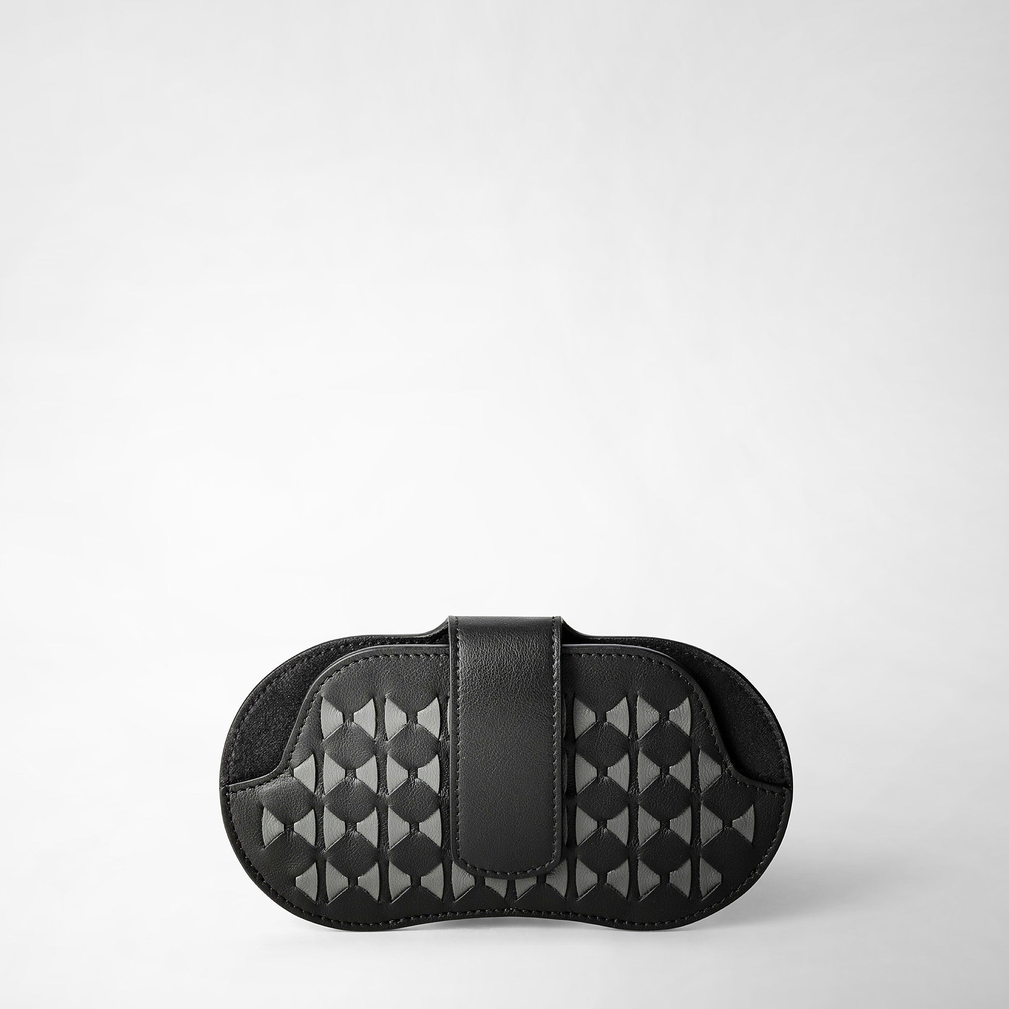Étui à lunettes en cuir tressé Mosaico - Black & Asphalt