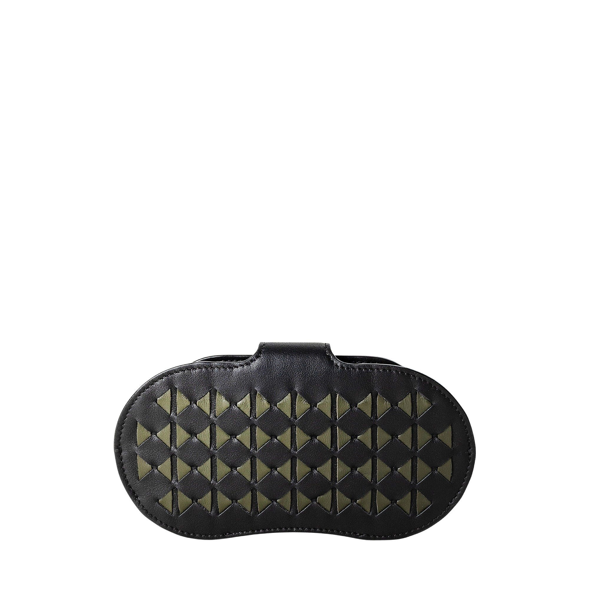 Étui à lunettes en cuir tressé Mosaico - Eclipse Black & Moss Green