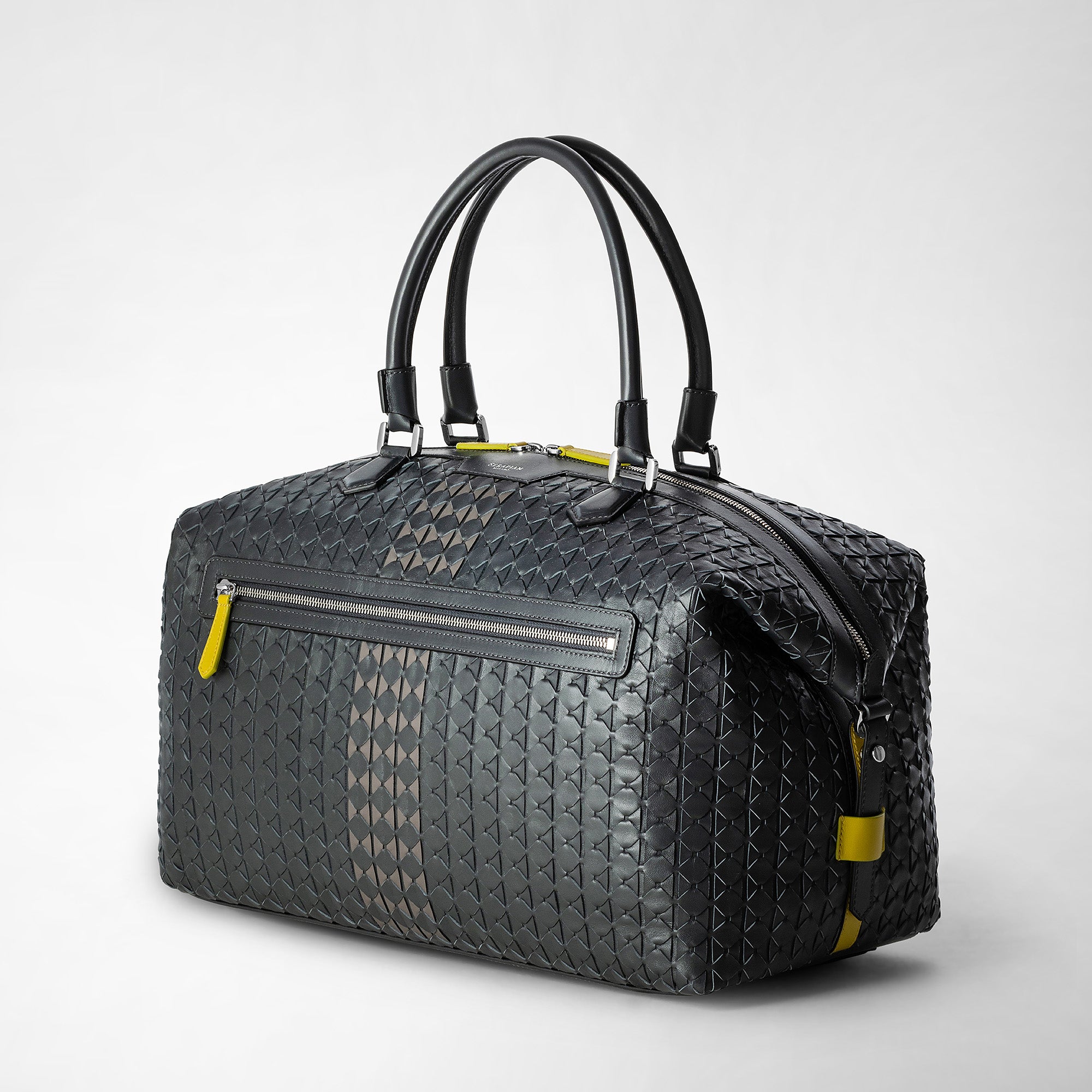 Mosaico leather travel bag - Anthracite
