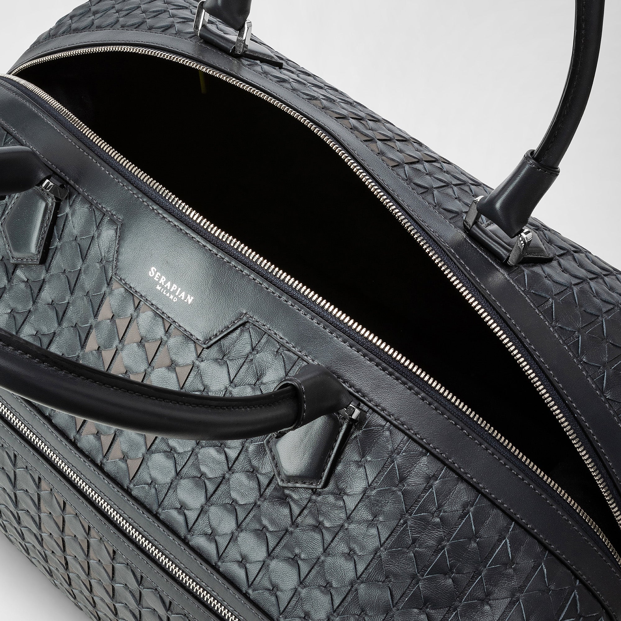Mosaico leather travel bag - Anthracite
