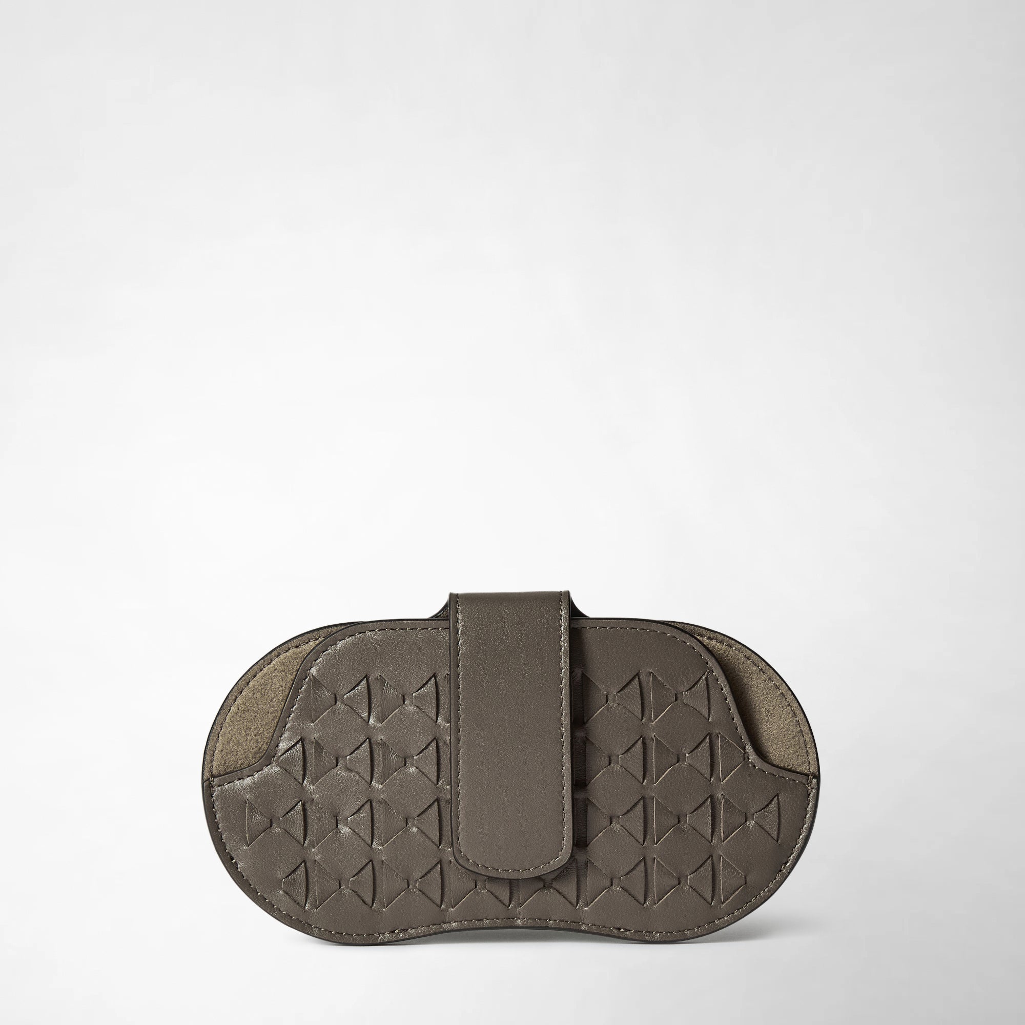 Étui à lunettes en cuir tressé Mosaico - Moon Grey