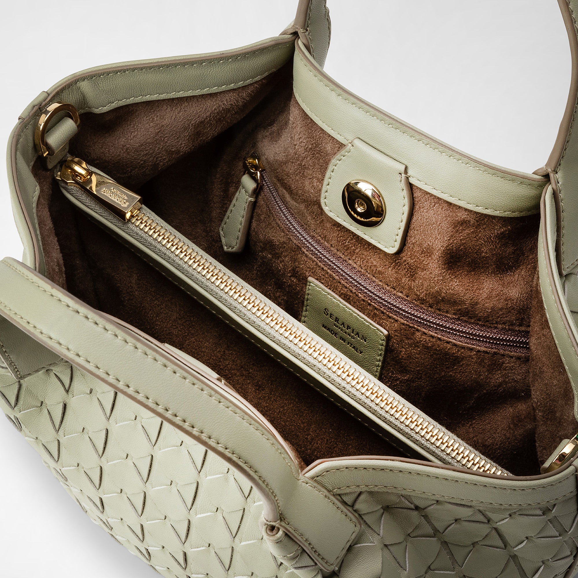 Secret mini bag in Mosaico leather - Fresh