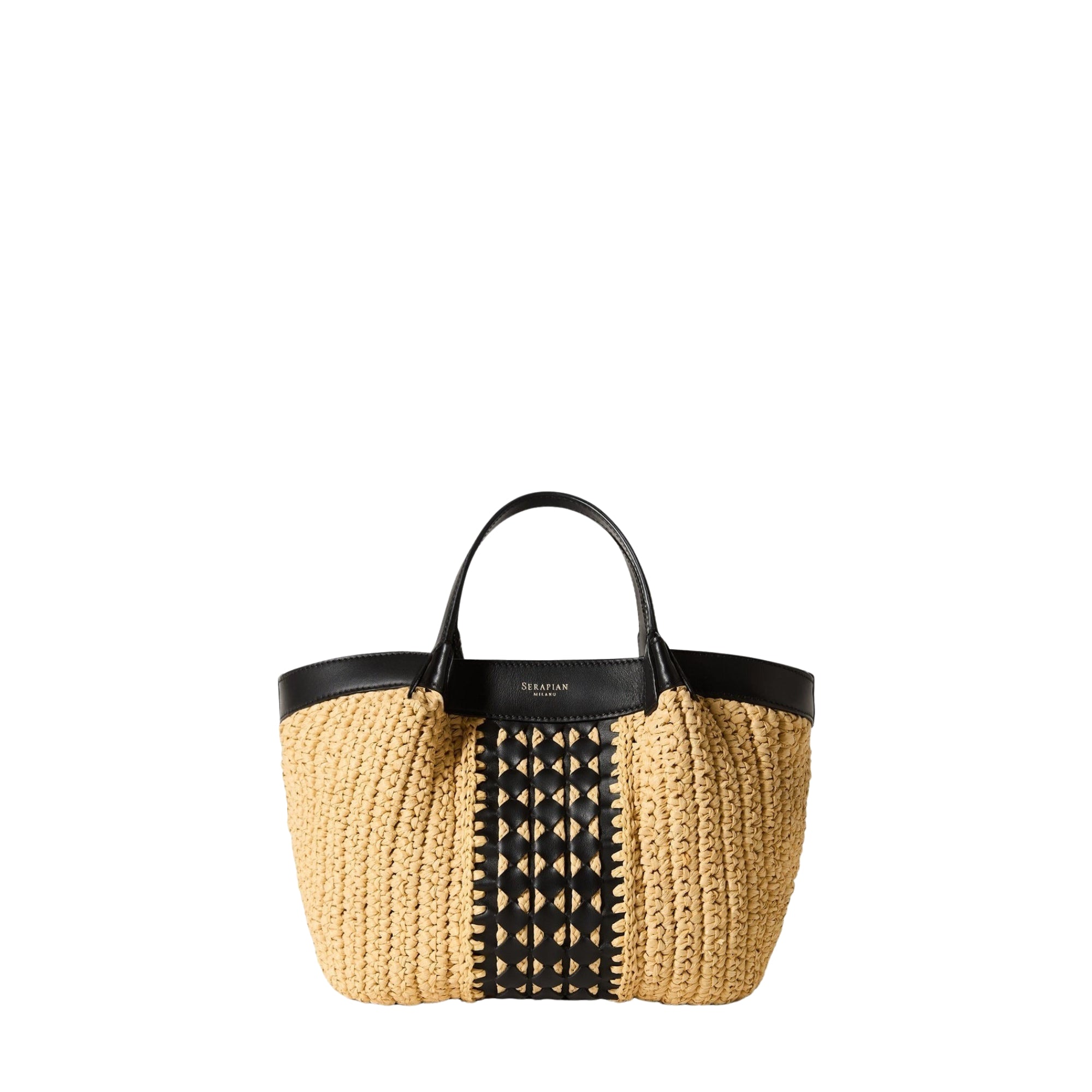 Mini sac Secret en raphia - Natural & Black
