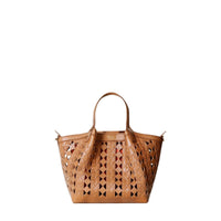 Mini sac Secret en cuir Mosaico - Tan & Coral Red
