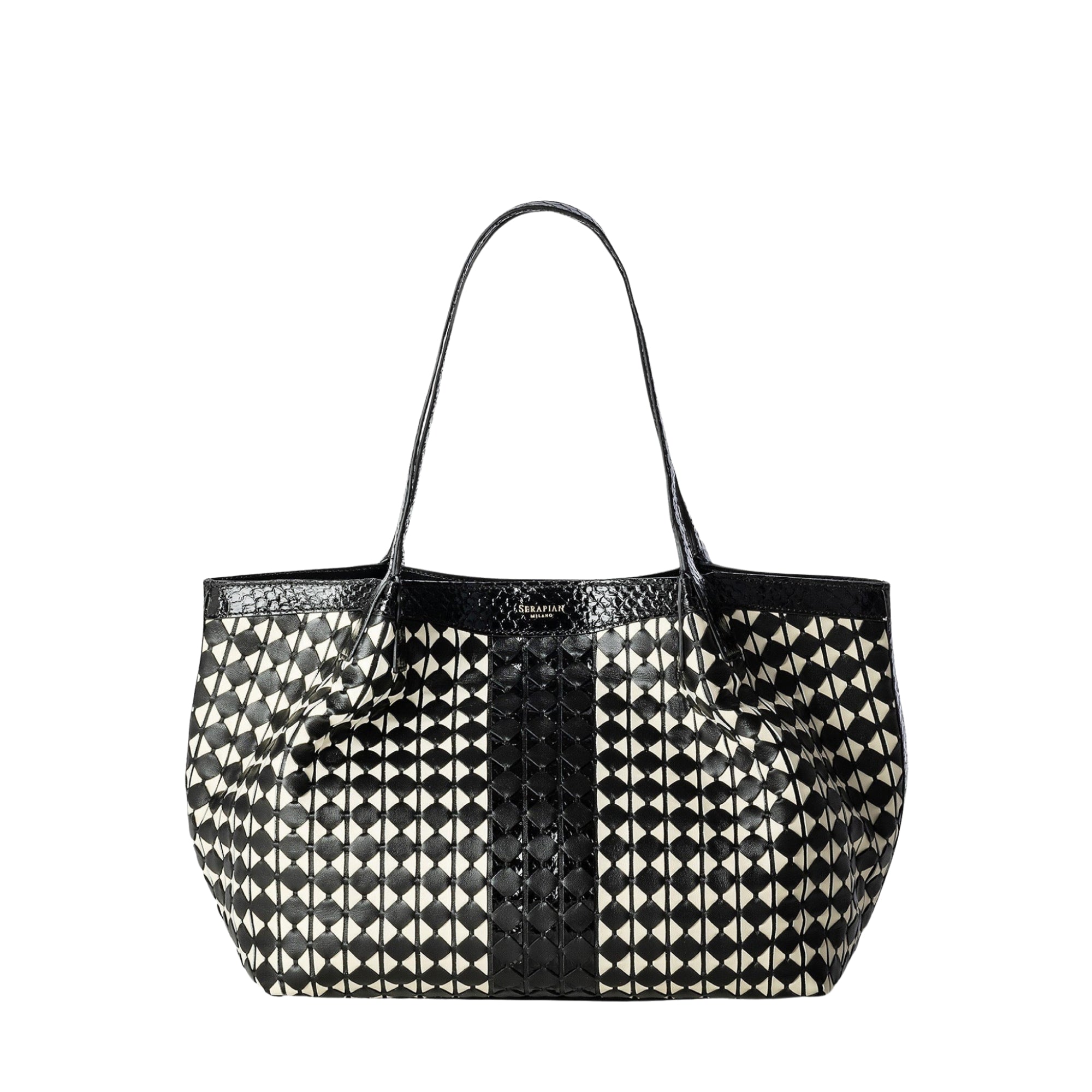 Petit sac Secret en cuir Mosaico - Black & Off White