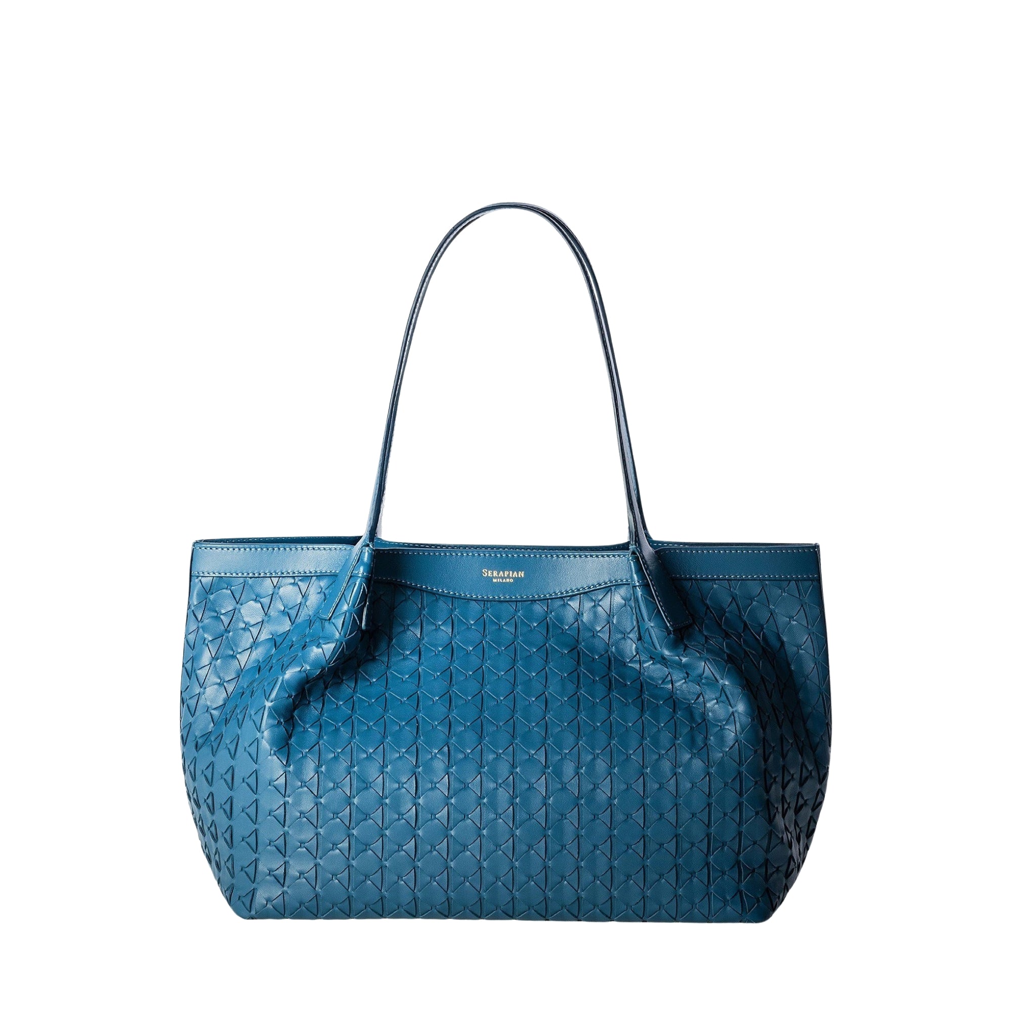 Petit sac Secret en cuir Mosaico - Blue Jeans