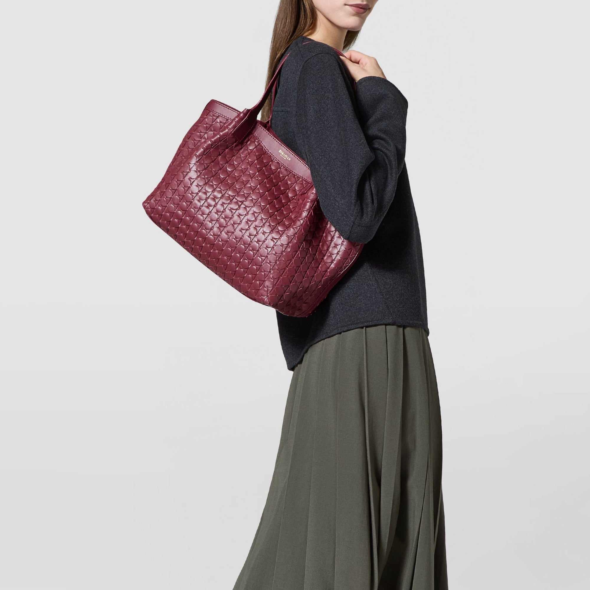 Secret small bag in Mosaico leather - Rosewood