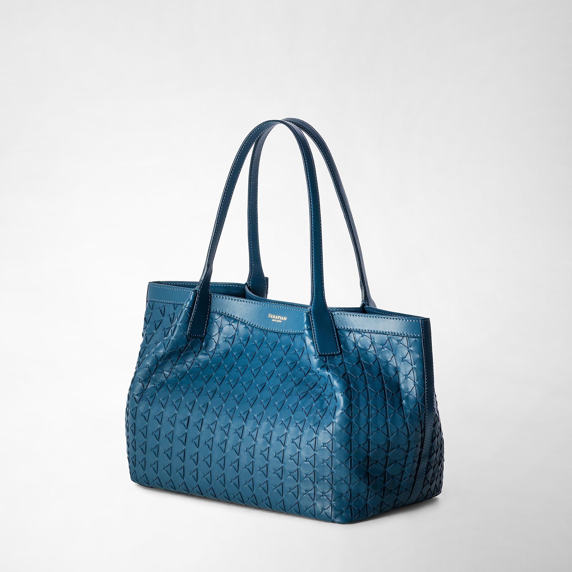 Petit sac Secret en cuir Mosaico - Blue Jeans