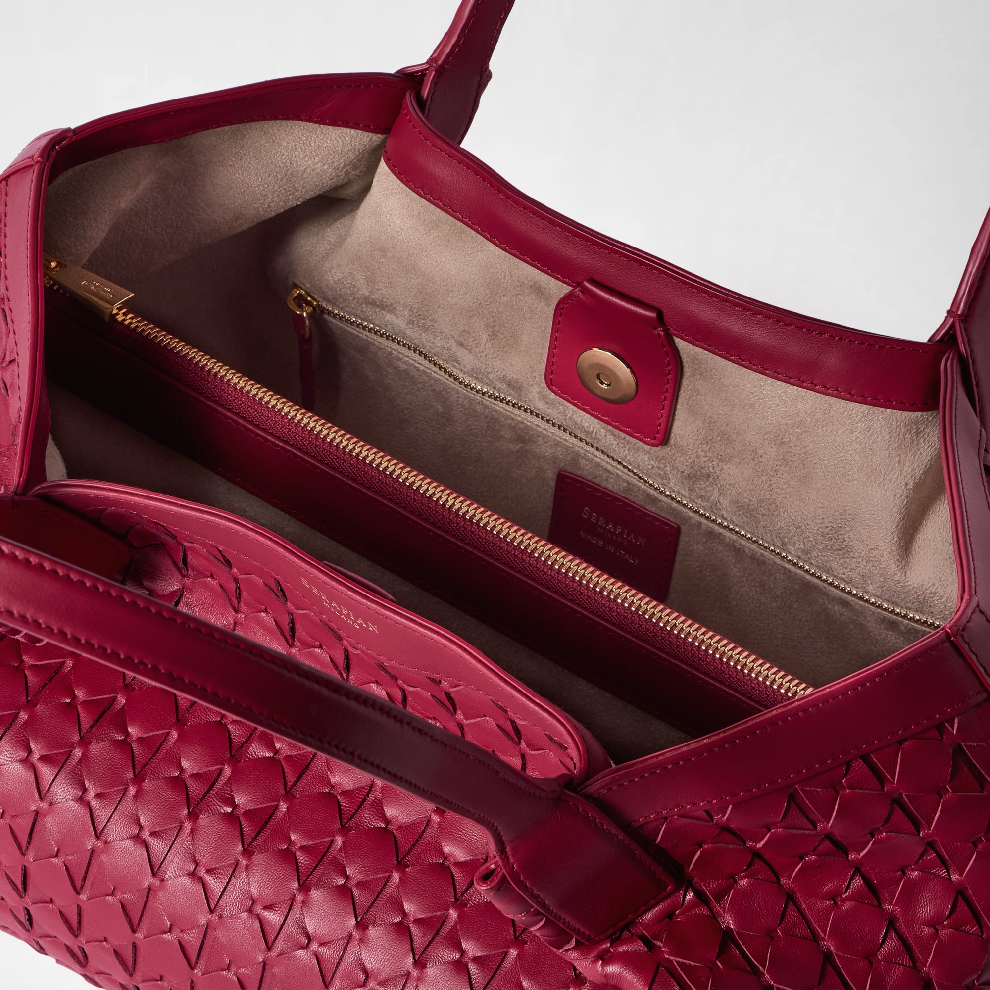 Secret small bag in Mosaico leather - Lipstick