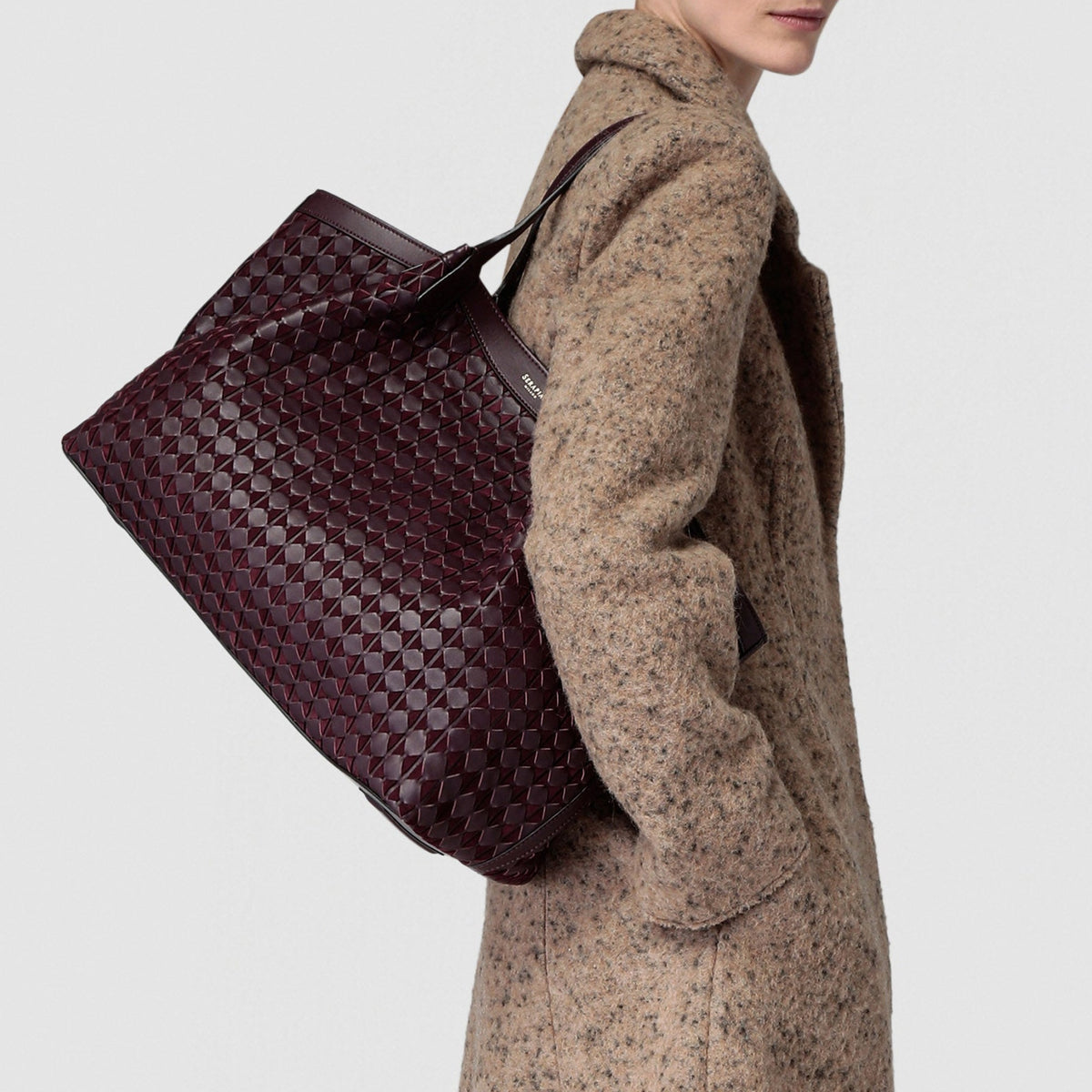 Mosaico Secret Leather Bag - Dark Plum