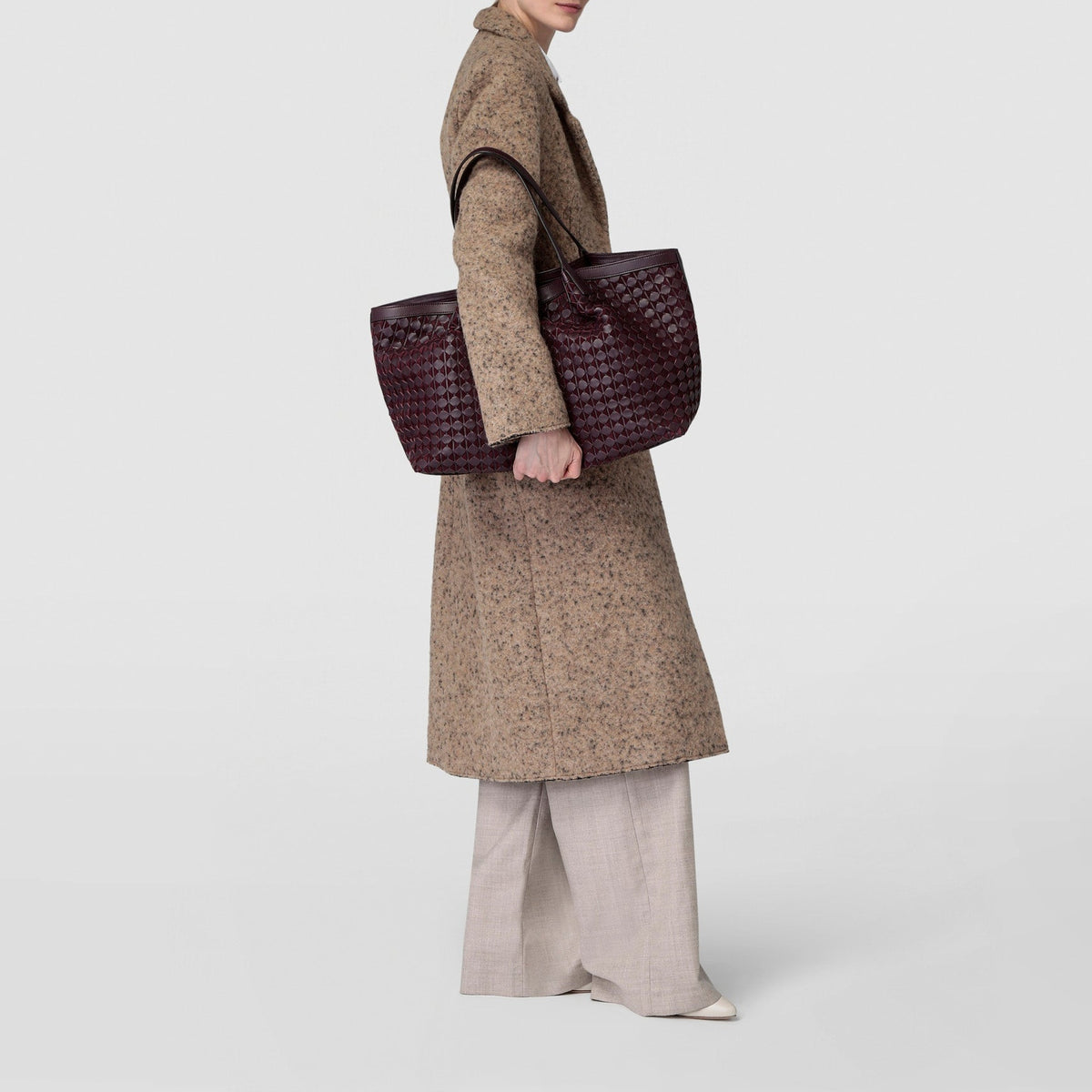 Mosaico Secret Leather Bag - Dark Plum