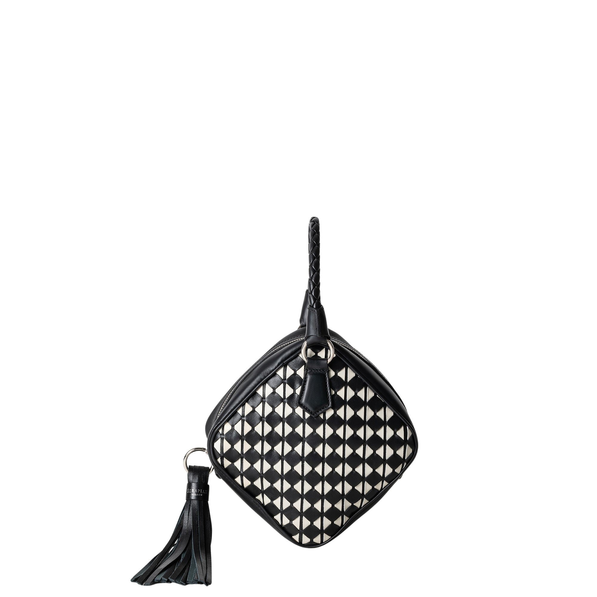 Sac à main Petra en cuir Mosaico - Black & Off White
