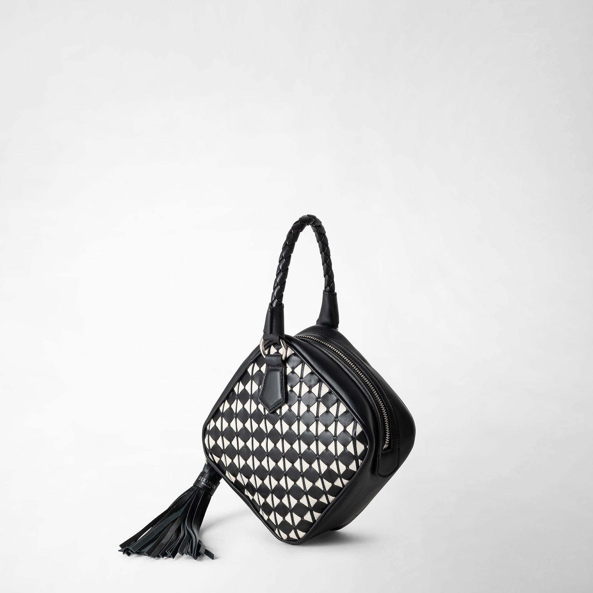 Sac à main Petra en cuir Mosaico - Black & Off White