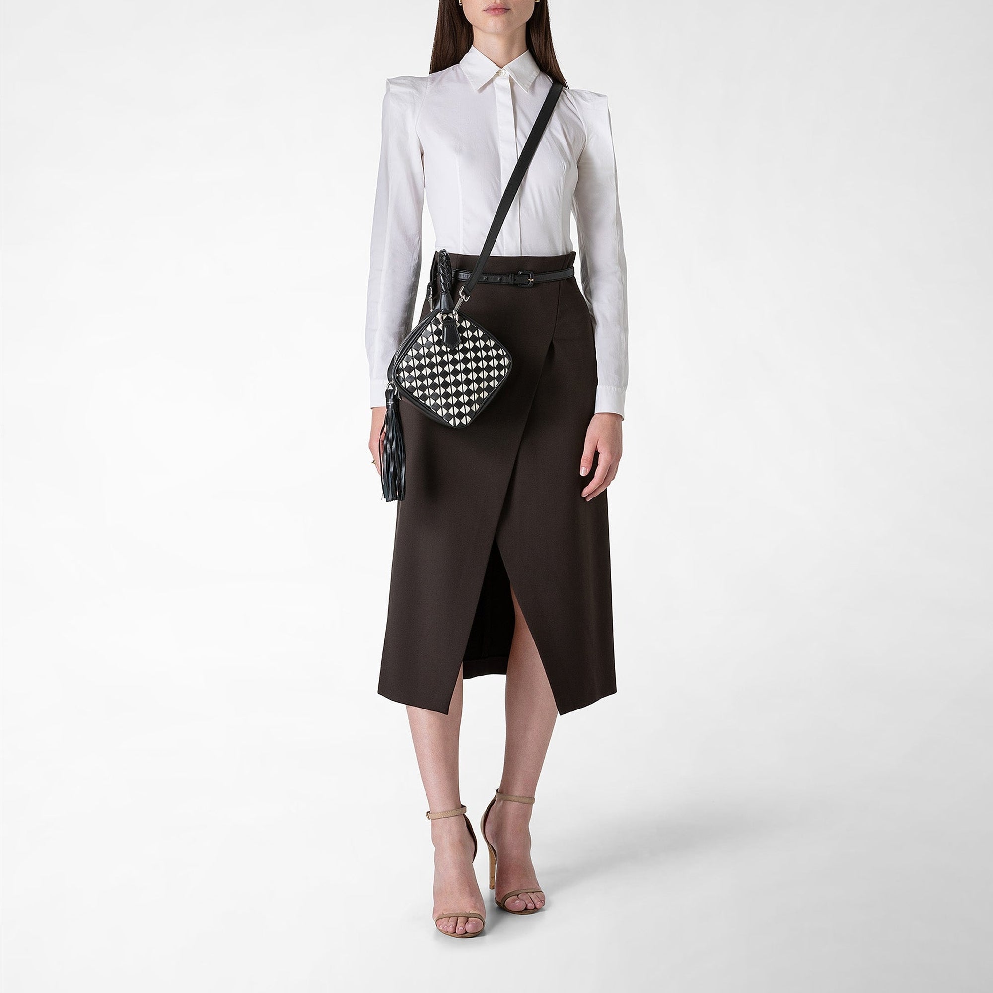 Sac à main Petra en cuir Mosaico - Black & Off White