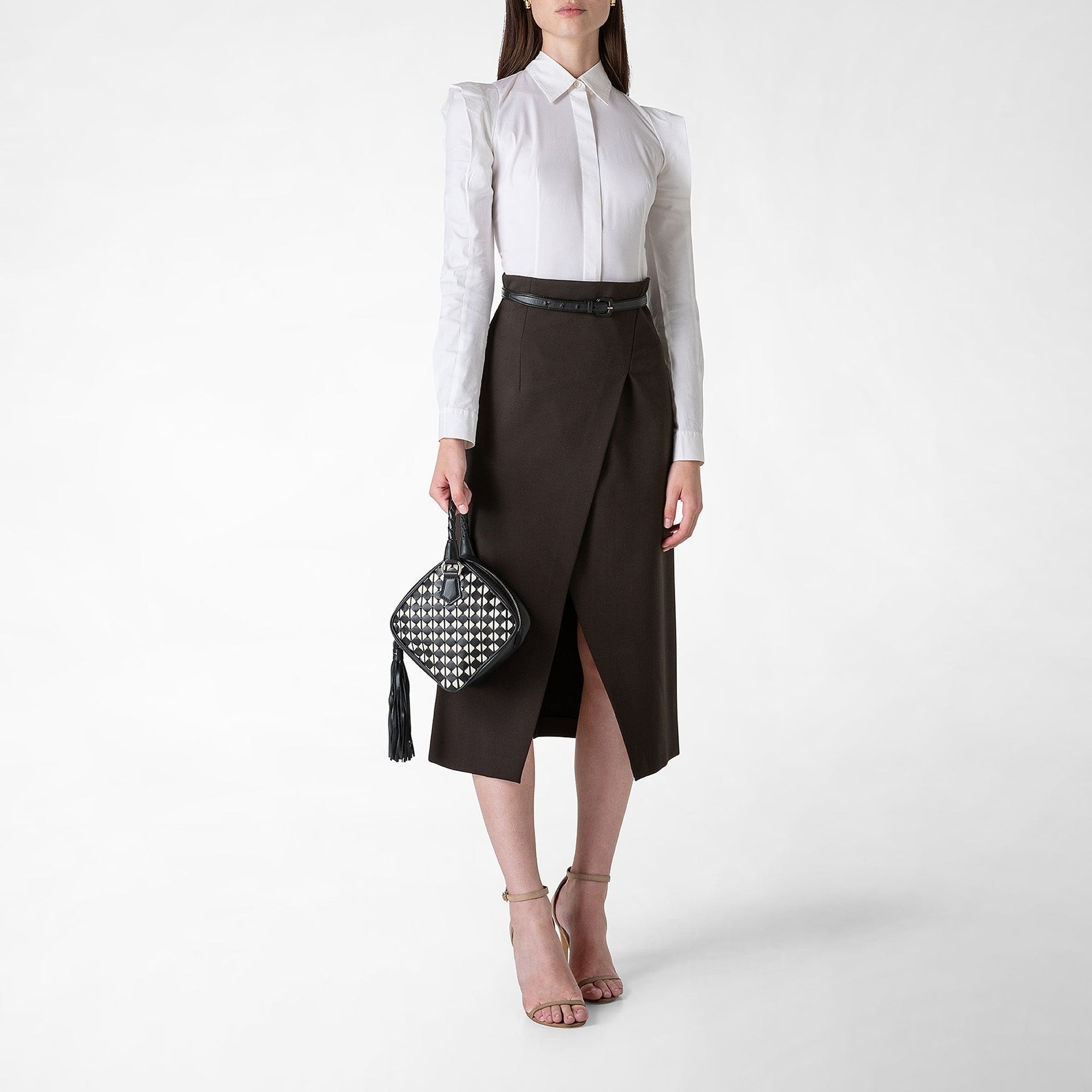 Sac à main Petra en cuir Mosaico - Black & Off White