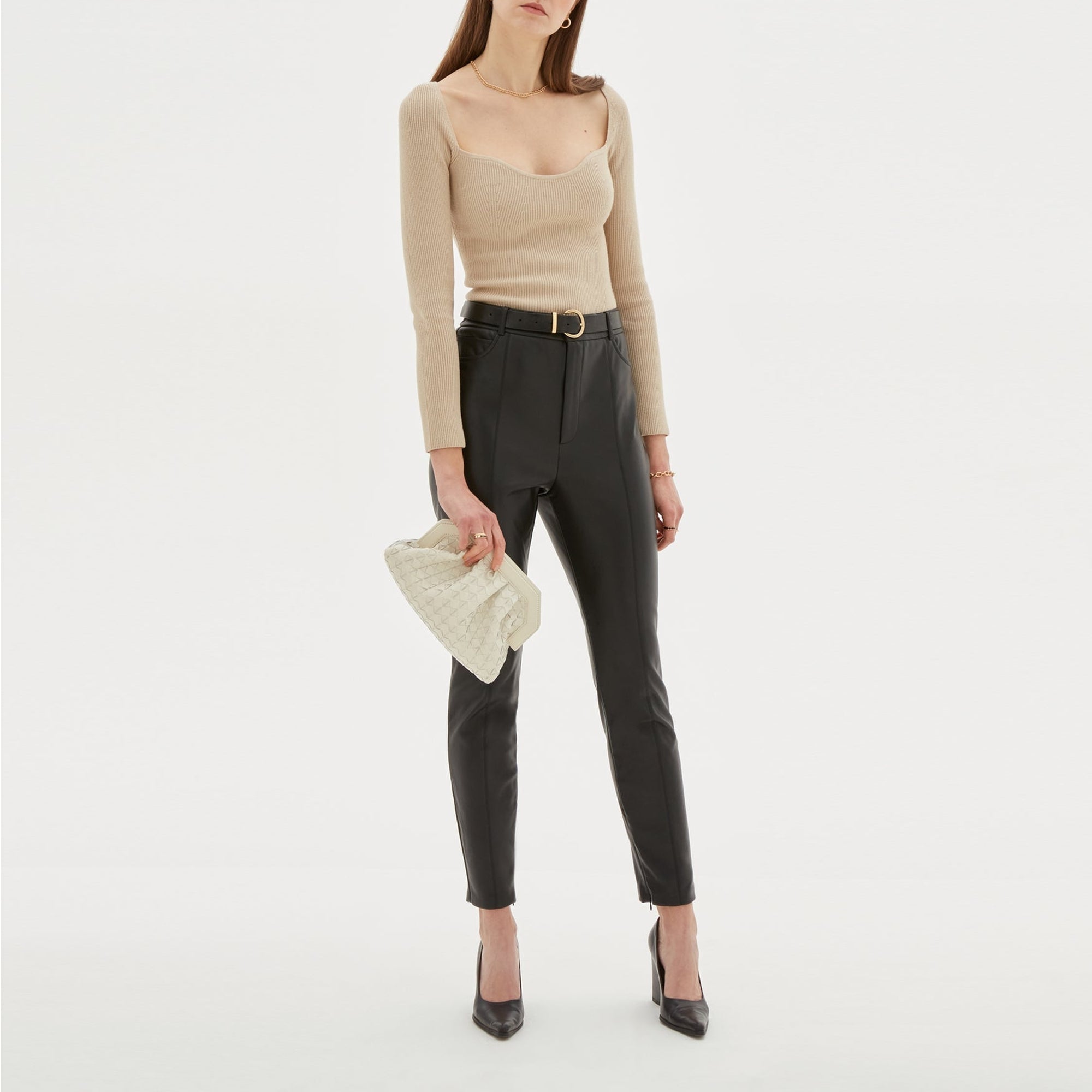 Pochette Secret en cuir Mosaico - Off White