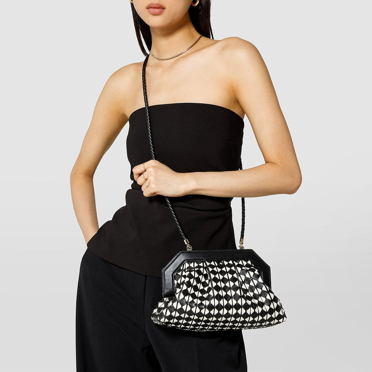 Secret clutch Mosaico Blk/OffWh - Black & Off White