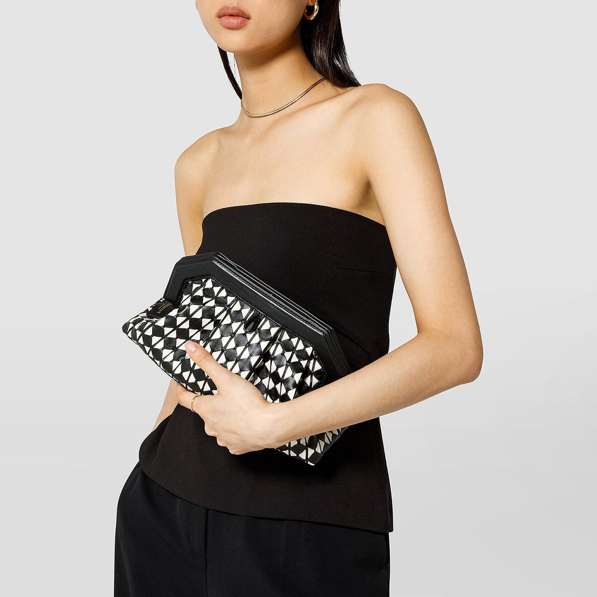 Secret clutch Mosaico Blk/OffWh - Black & Off White
