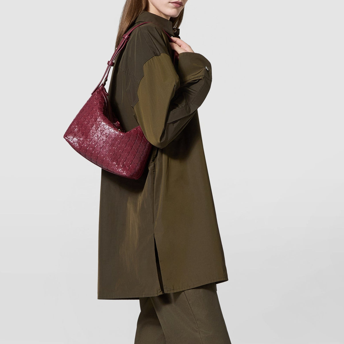 Anì Mosaico small leather shoulder bag - Rosewood