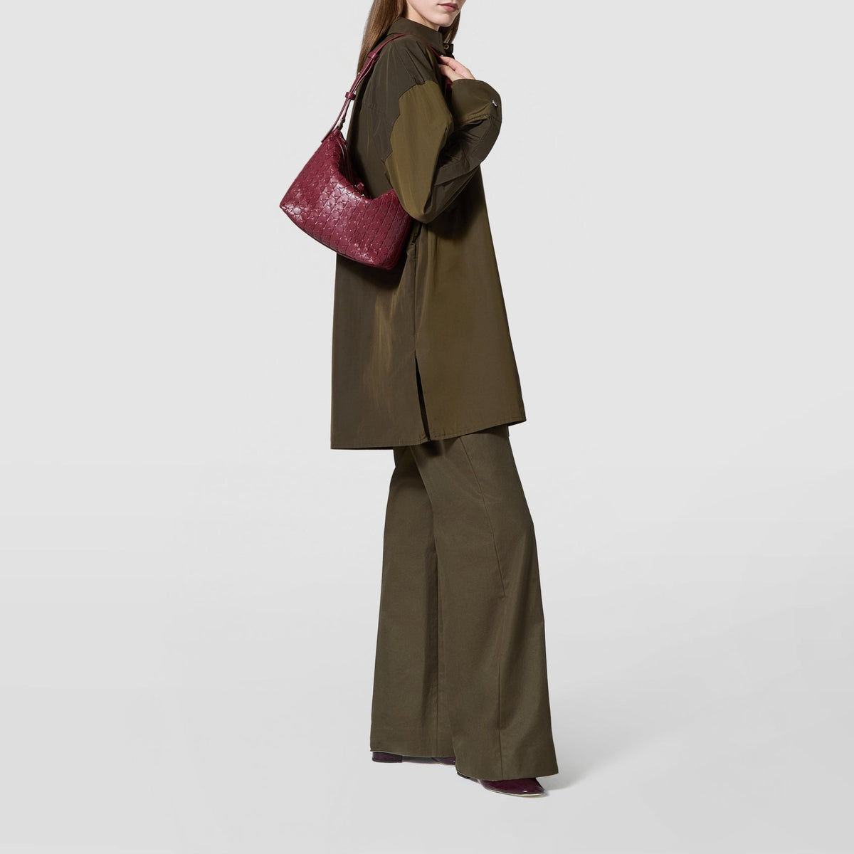 Anì Mosaico small leather shoulder bag - Rosewood