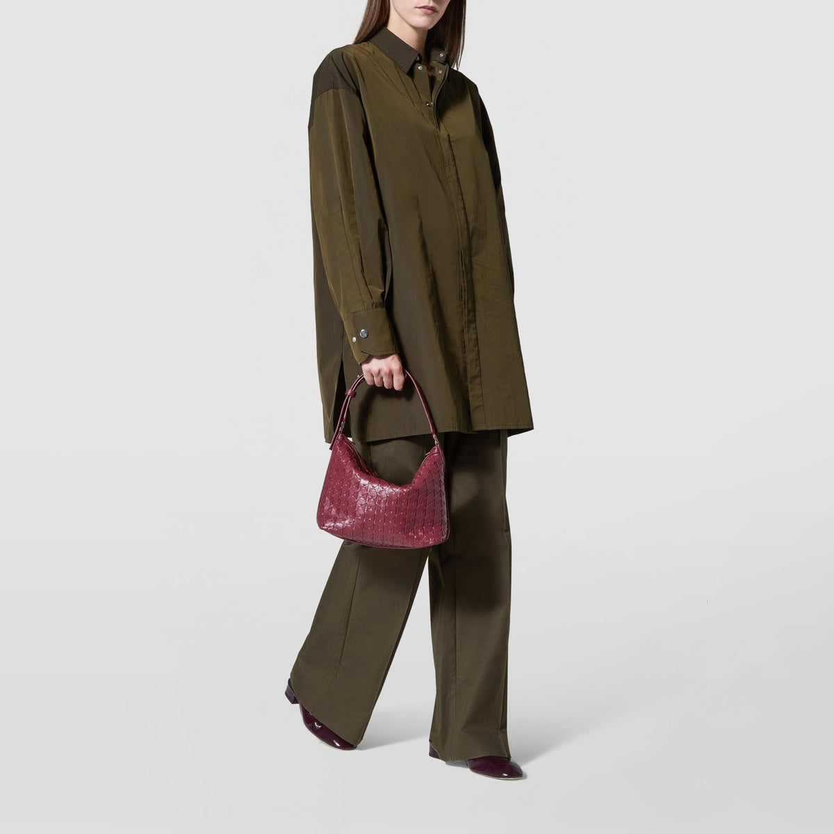 Anì Mosaico small leather shoulder bag - Rosewood