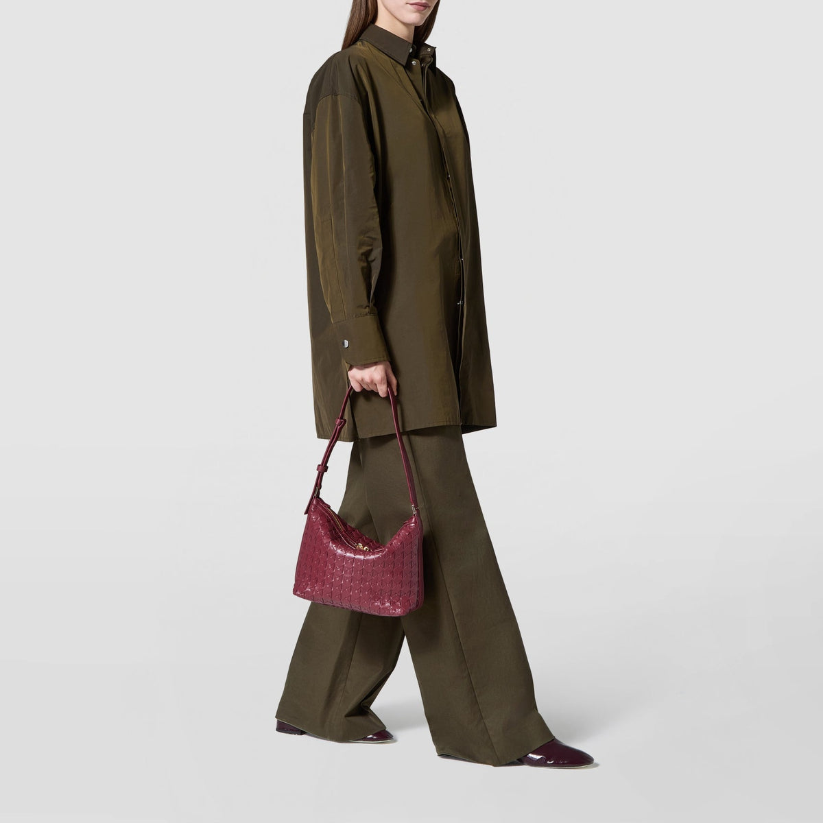 Anì Mosaico small leather shoulder bag - Rosewood