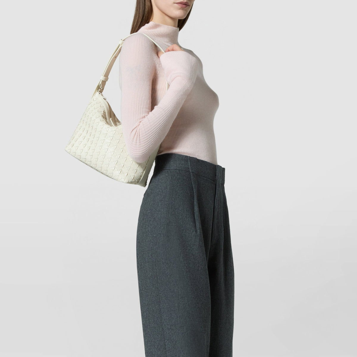 Anì Mosaico small leather shoulder bag - Off-White