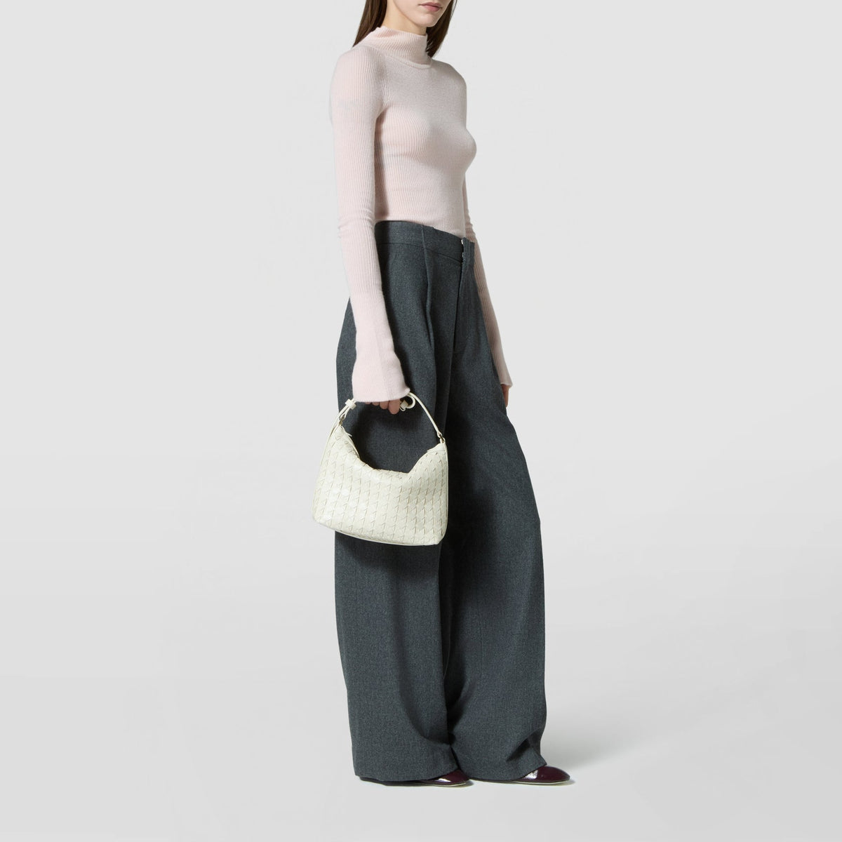 Anì Mosaico small leather shoulder bag - Off-White