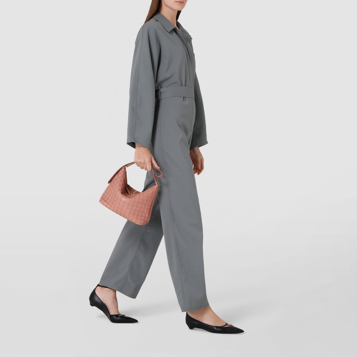 Petit sac à bandoulière Anì Mosaico en cuir - Blush
