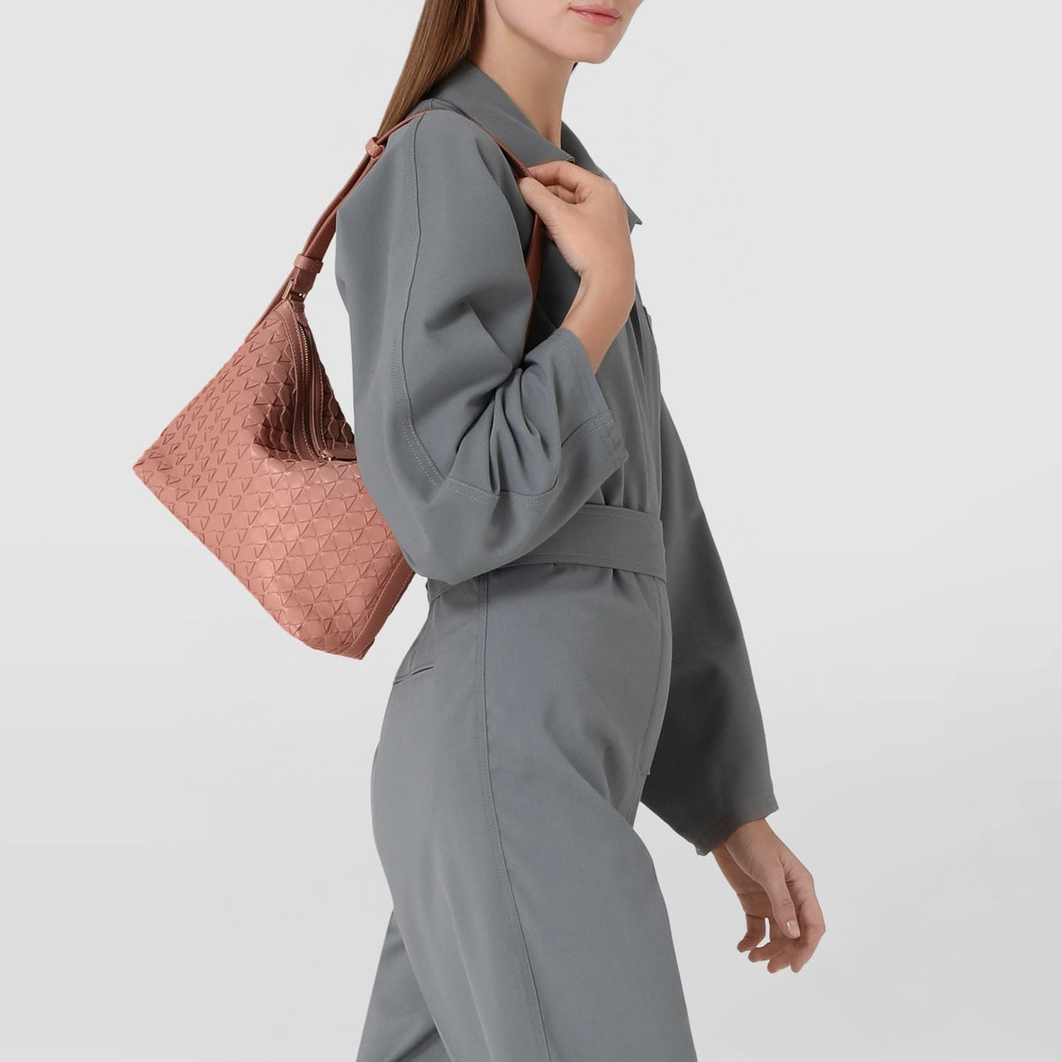Petit sac à bandoulière Anì Mosaico en cuir - Blush
