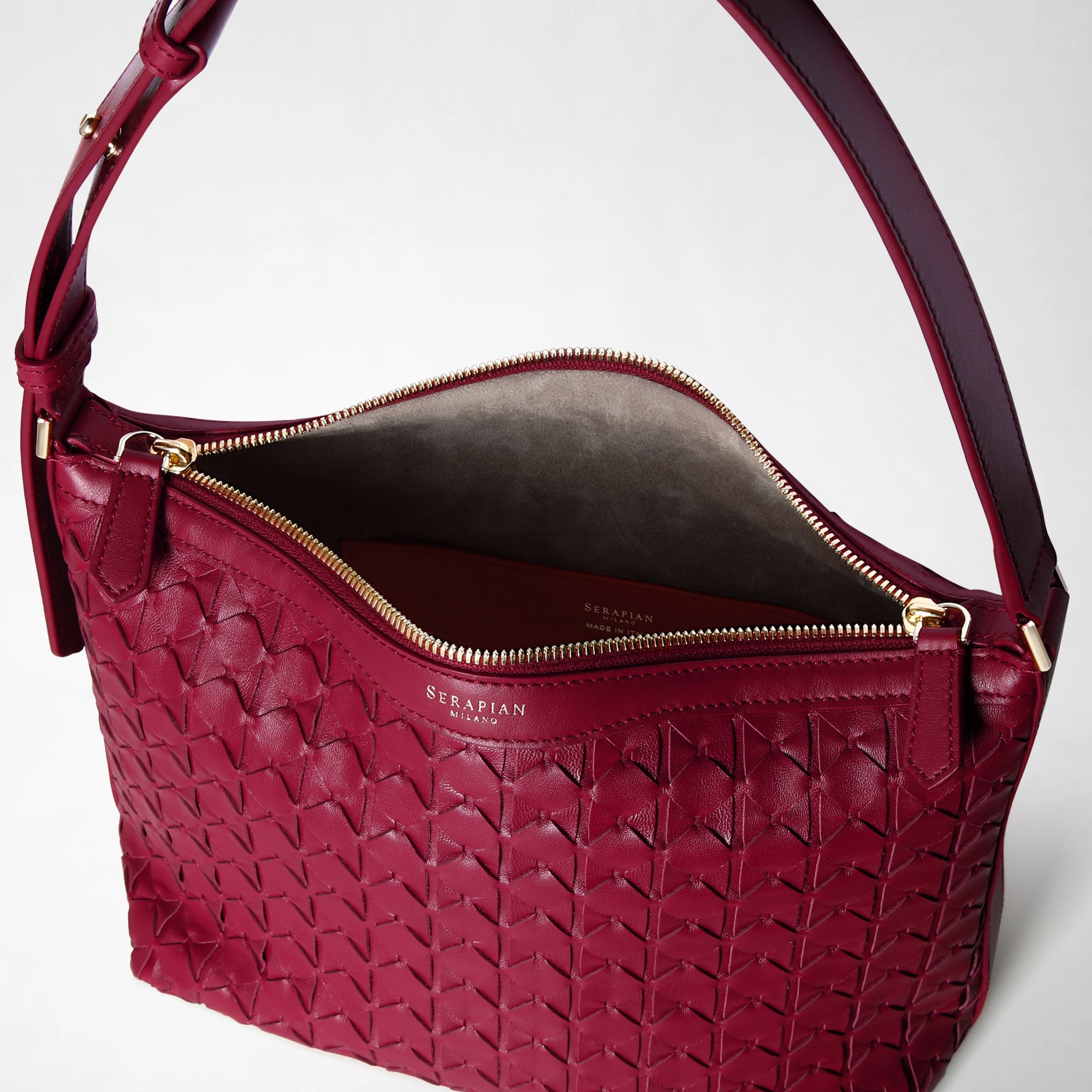 Petit sac à bandoulière Anì en cuir Mosaico - Lipstick